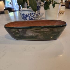 Stangl Green and Brown Ceramic Dish